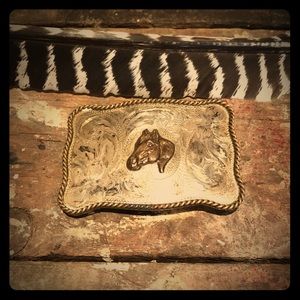 Vintage sunset trails western style belt buckle